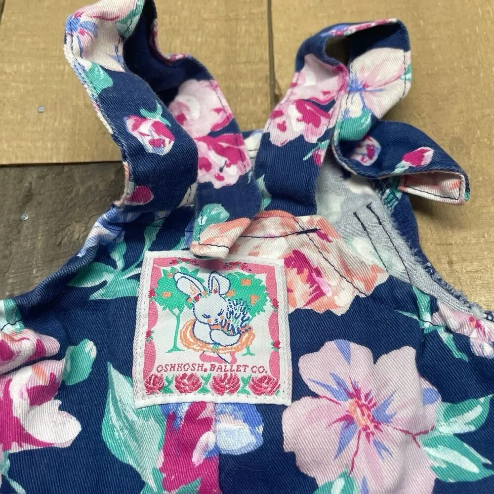 Vintage OshKosh Baby B'Gosh 18mo Floral Ballet Company Bubble Romper